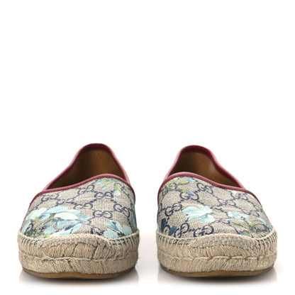 Gucci GG Supreme Monogram Blooms Espadrilles 37 Beige Blue Navy Hibiscus Red 3 of 15