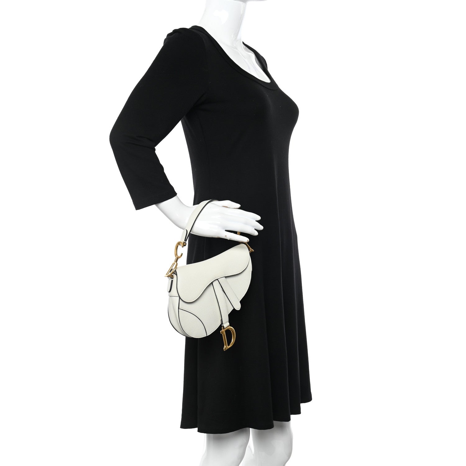Christian Dior Grained Calfskin Mini Saddle Bag White 2 of 10