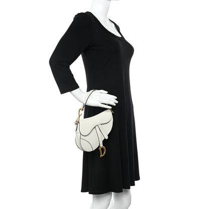 Christian Dior Grained Calfskin Mini Saddle Bag White 2 of 10