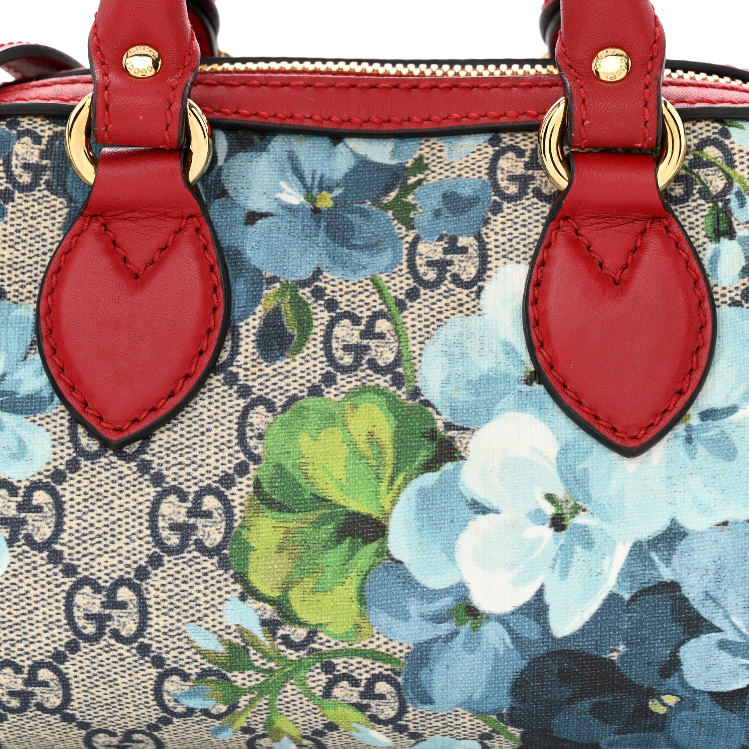 Gucci GG Supreme Monogram Blooms Mini Boston Navy Blue Hibiscus 8 of 10