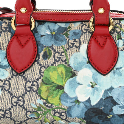 Gucci GG Supreme Monogram Blooms Mini Boston Navy Blue Hibiscus 8 of 10