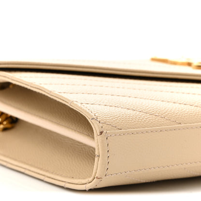 Saint Laurent Grain De Poudre Matelasse Chevron Monogram Chain Wallet Nude Powder Nude Powder 9 of 11