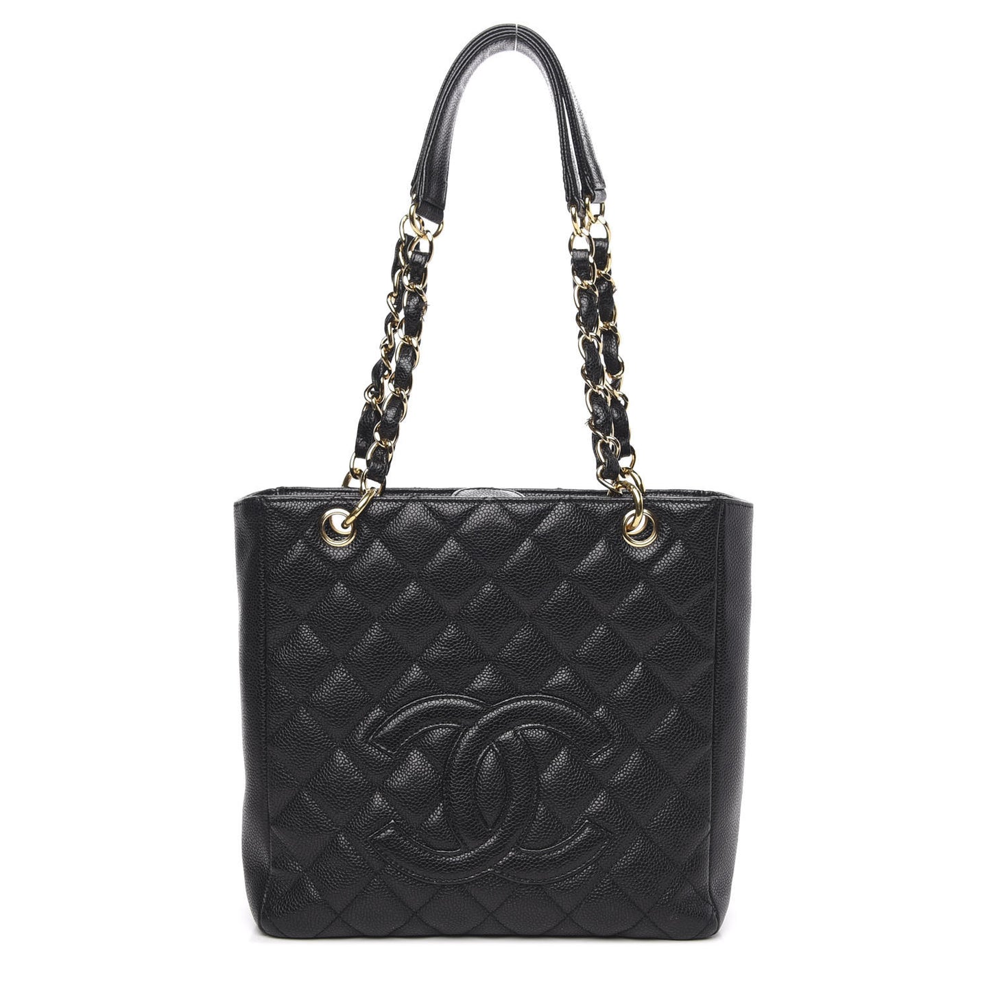 Caviar Quilted Petit Shopping Tote PST Black