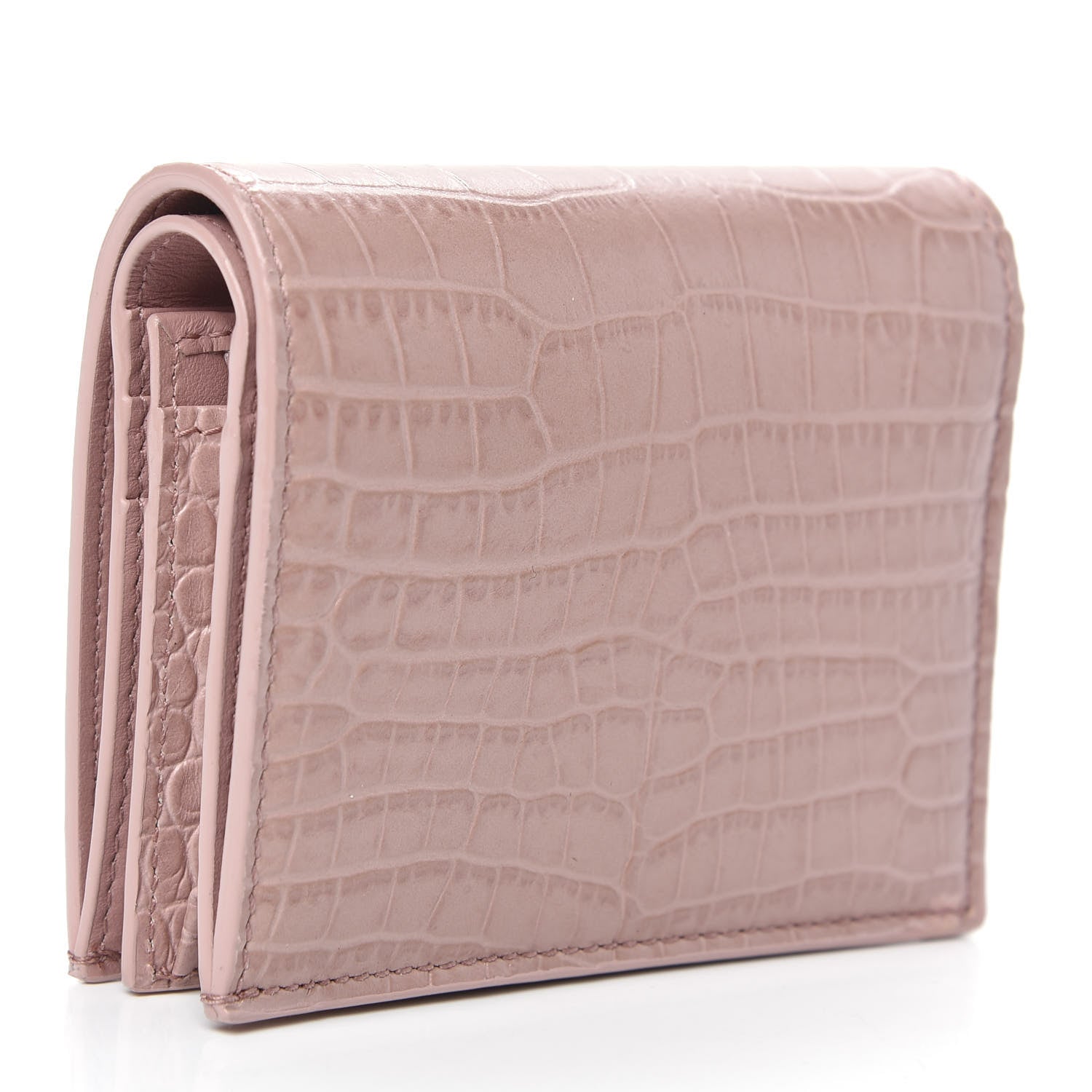 Jimmy Choo Calfskin Crocodile Embossed Hanne Wallet Blush 3 of 7