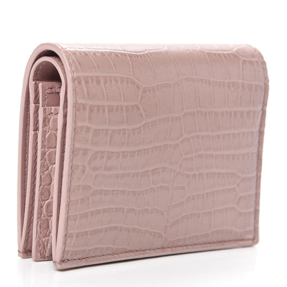 Jimmy Choo Calfskin Crocodile Embossed Hanne Wallet Blush 3 of 7