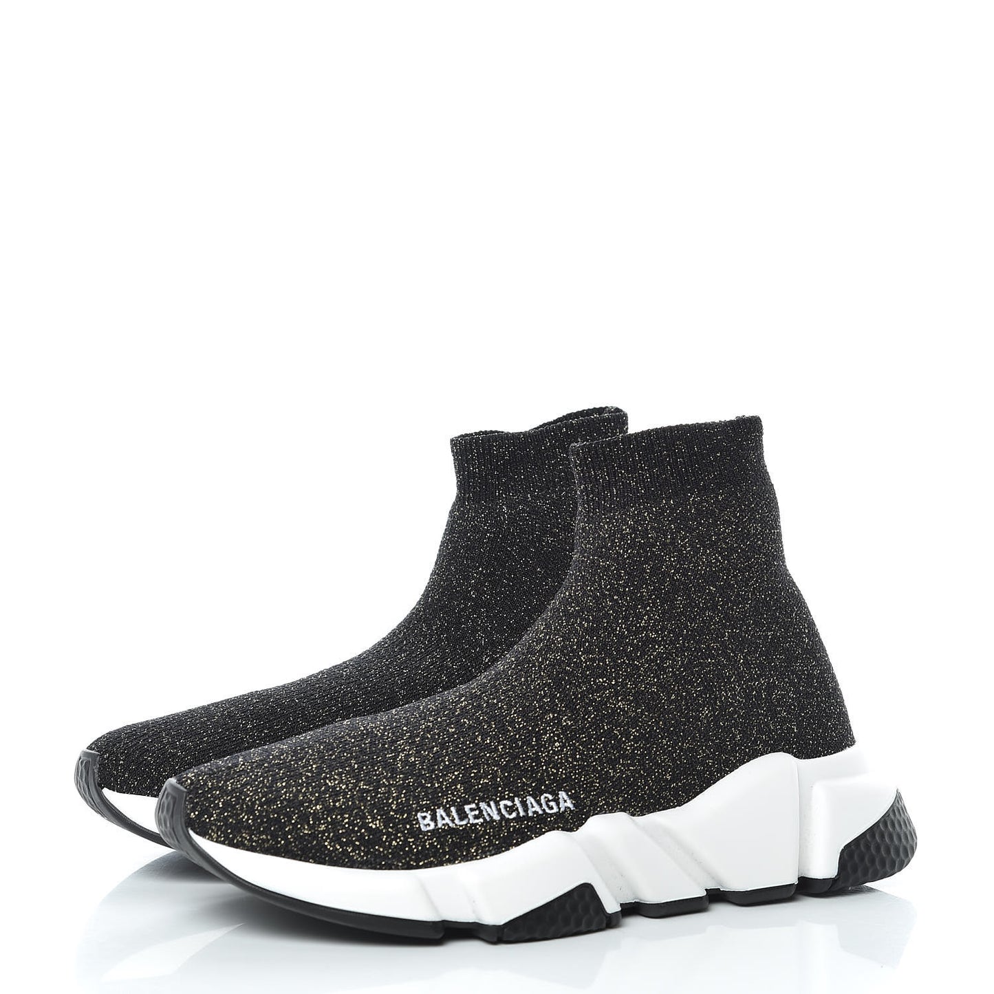 Knit Metal Womens Speed Sneakers 35 Black Gold