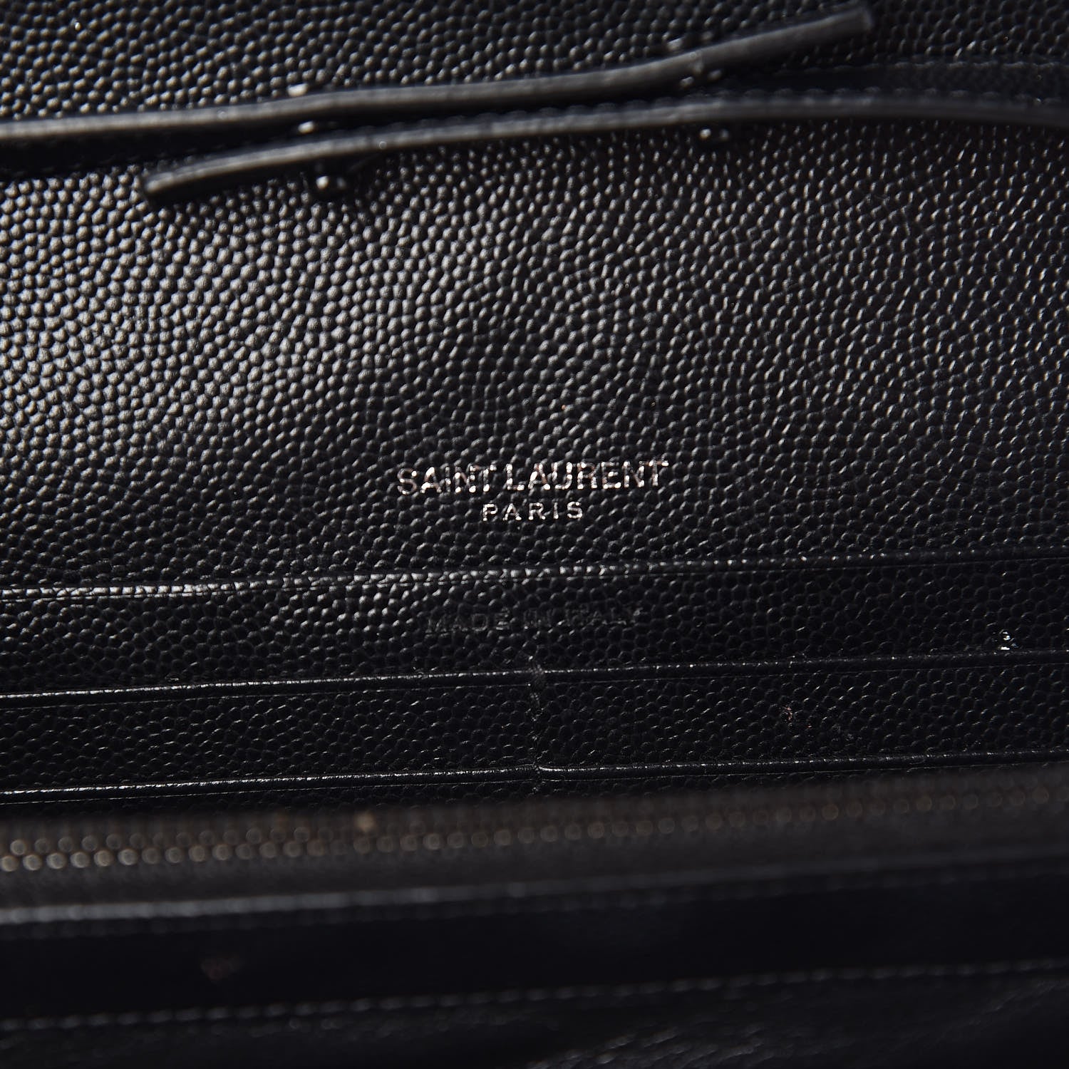 Saint Laurent Grain De Poudre Matelasse Chevron Monogram Chain Wallet Black 8 of 10