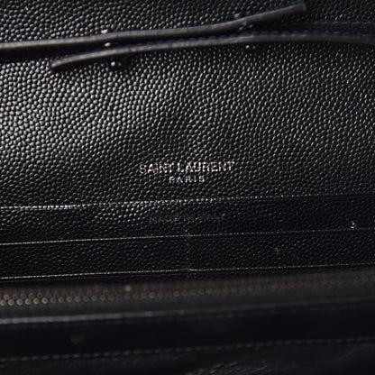 Saint Laurent Grain De Poudre Matelasse Chevron Monogram Chain Wallet Black 8 of 10