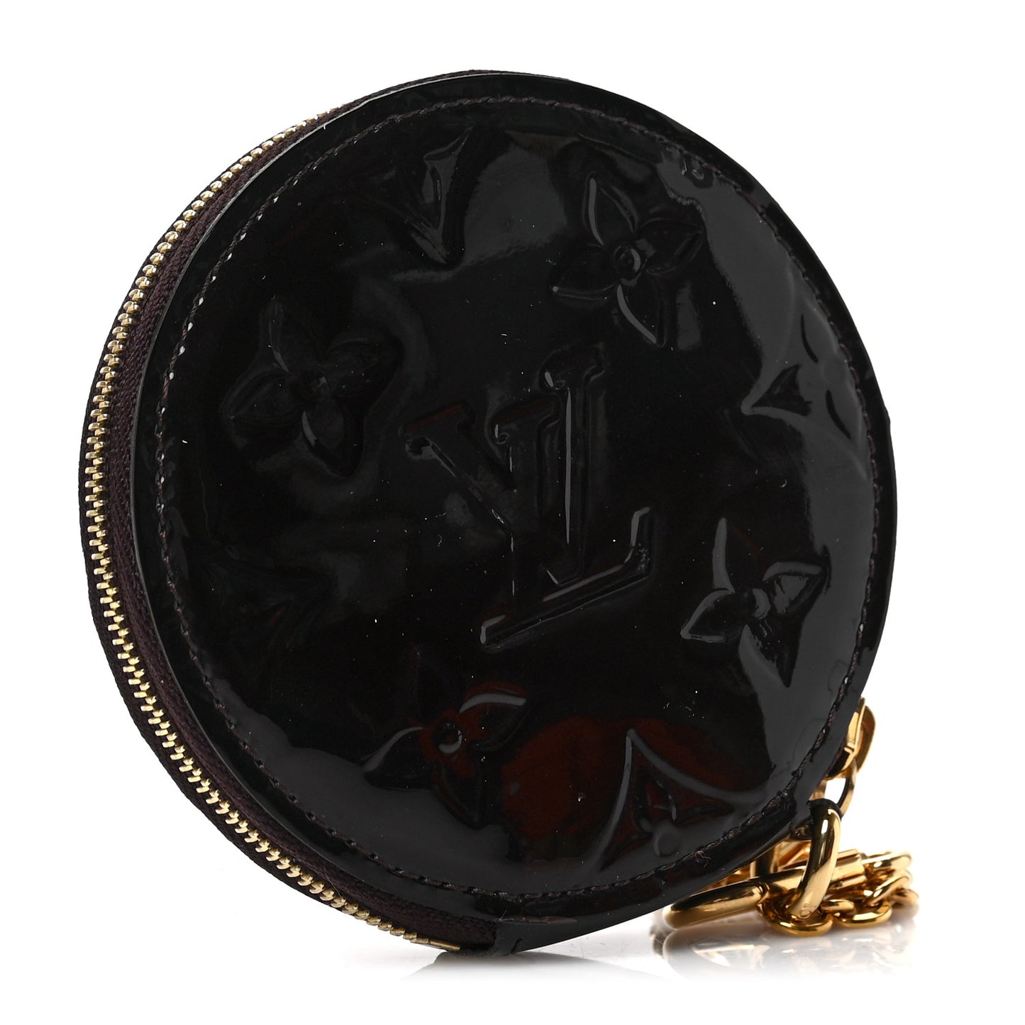 Vernis Flower Round Coin Purse Amarante