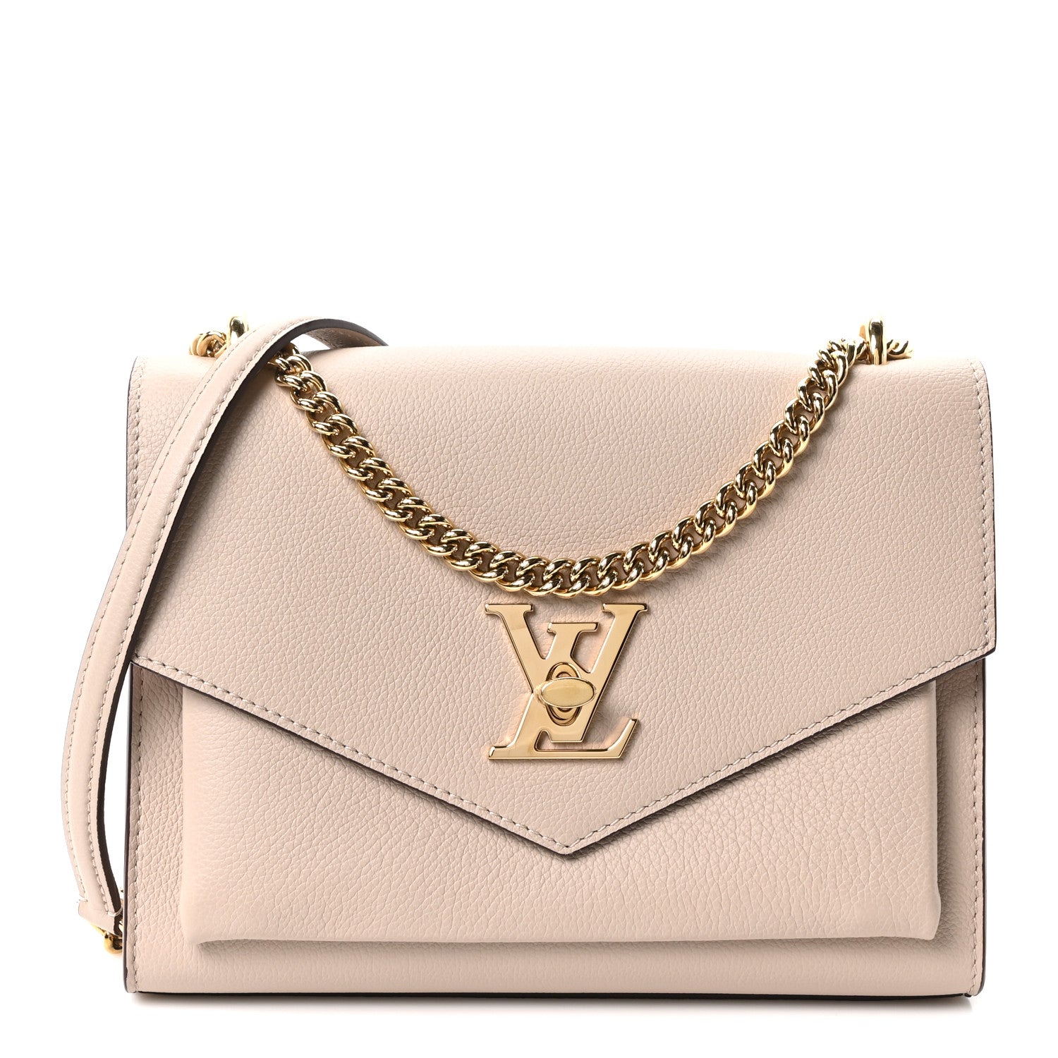Louis Vuitton Soft Calfskin Mylockme Chain Bag BB Greige 1 of 8