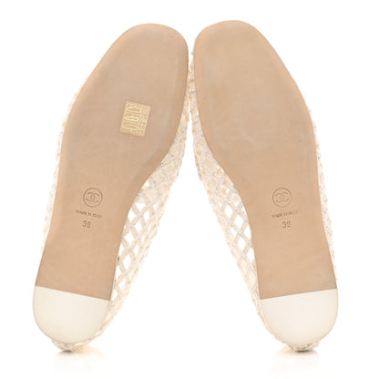 Chanel Raffia Braided CC Mocassin Loafers 39 White 5 of 8