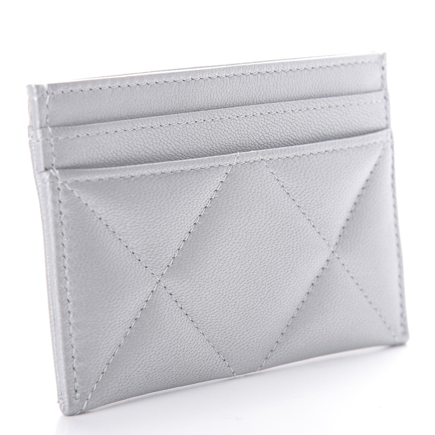 Chanel Metallic Goatskin Quilted 19 Card Holder Silver 3 of 8
