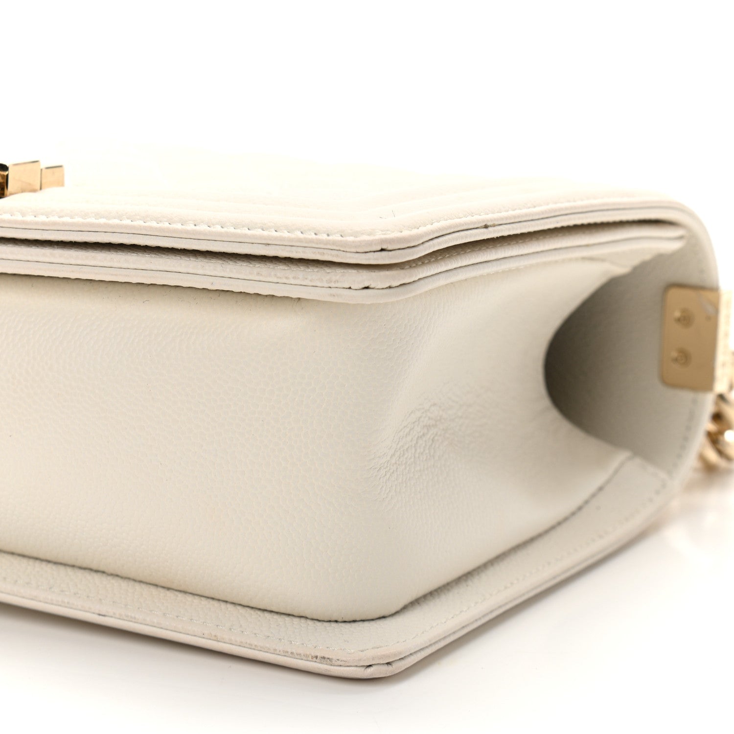 Chanel Caviar Quilted Medium Boy Flap White 10 of 12