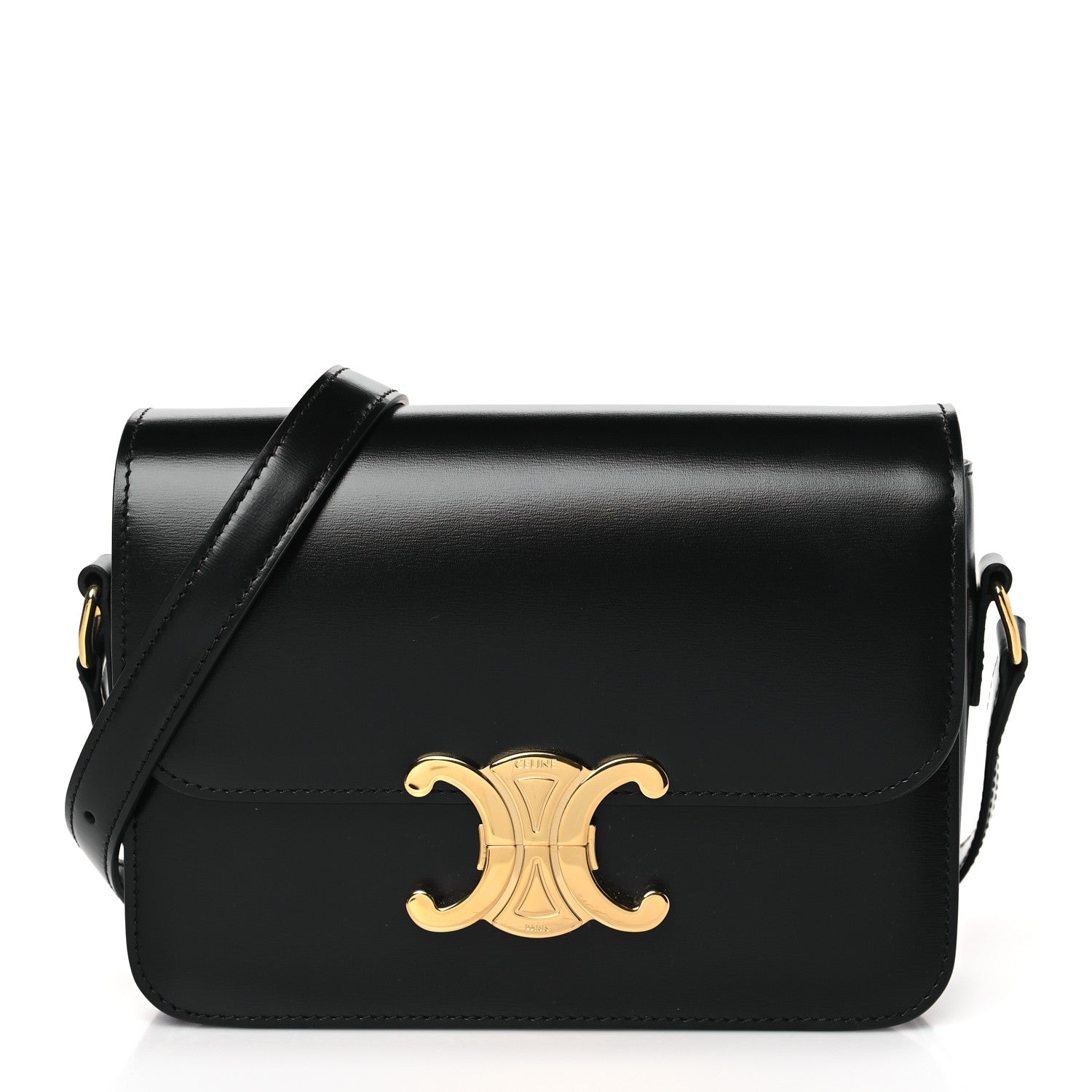 Celine Shiny Calfskin Teen Triomphe Black 1 of 8