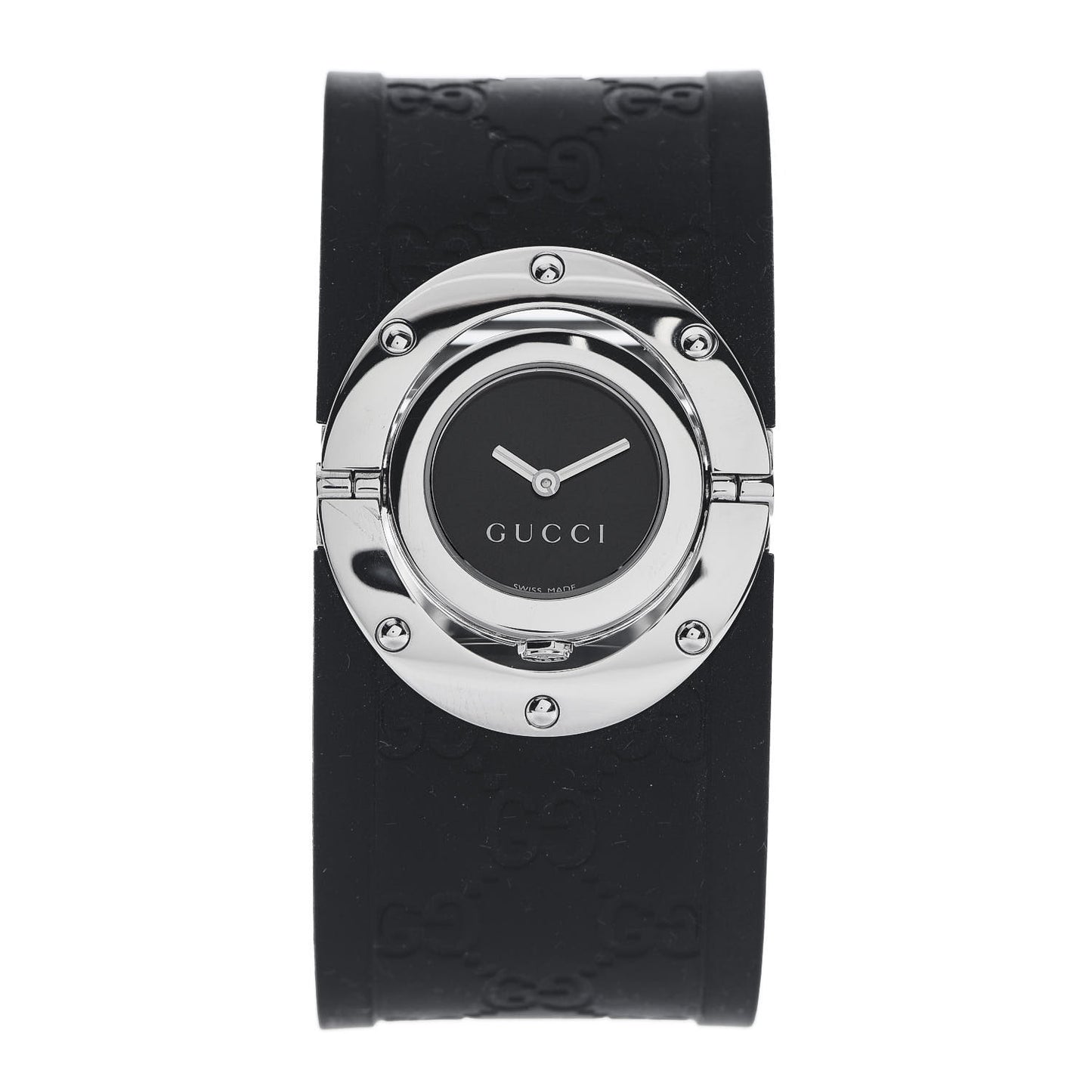 Stainless Steel Rubber 33mm Twirl Quartz Watch Black