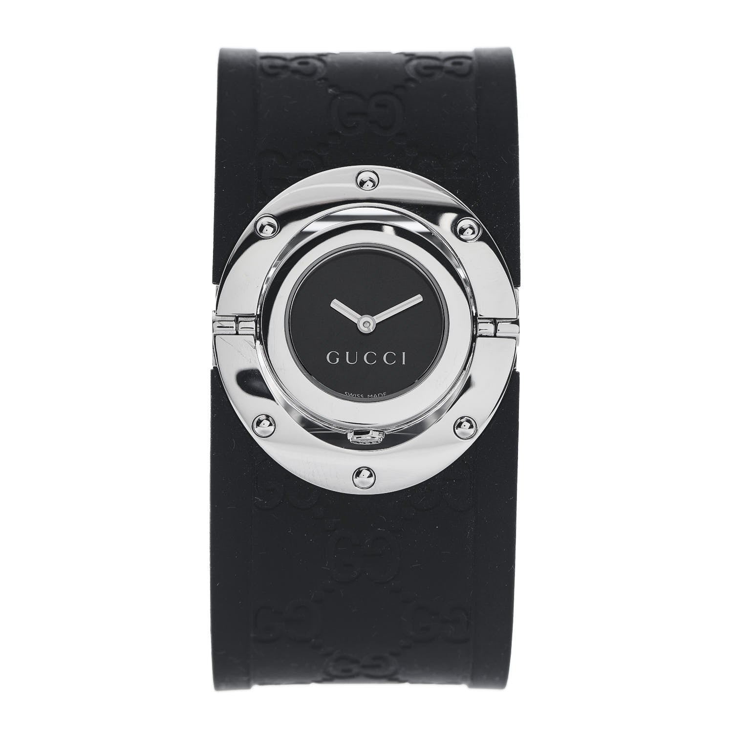 Gucci Stainless Steel Rubber 33mm Twirl Quartz Watch Black 1 of 5