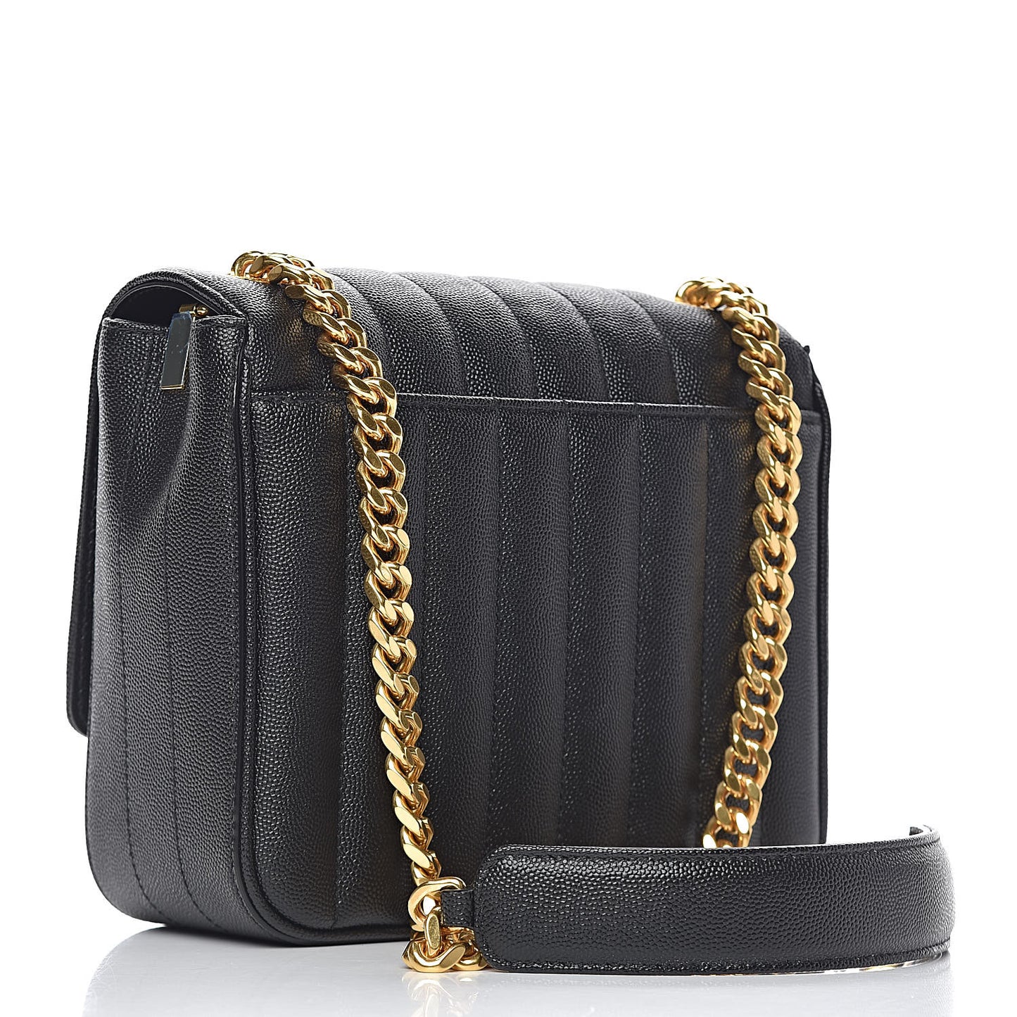 Grain De Poudre Matelasse Monogram Medium Vicky Chain Bag Black
