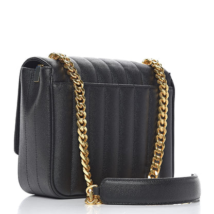 Saint Laurent Grain De Poudre Matelasse Monogram Medium Vicky Chain Bag Black 3 of 10