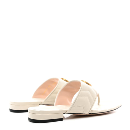 Gucci Nappa Charlotte Double G Marmont Thong Sandals 38 Mystic White 4 of 9