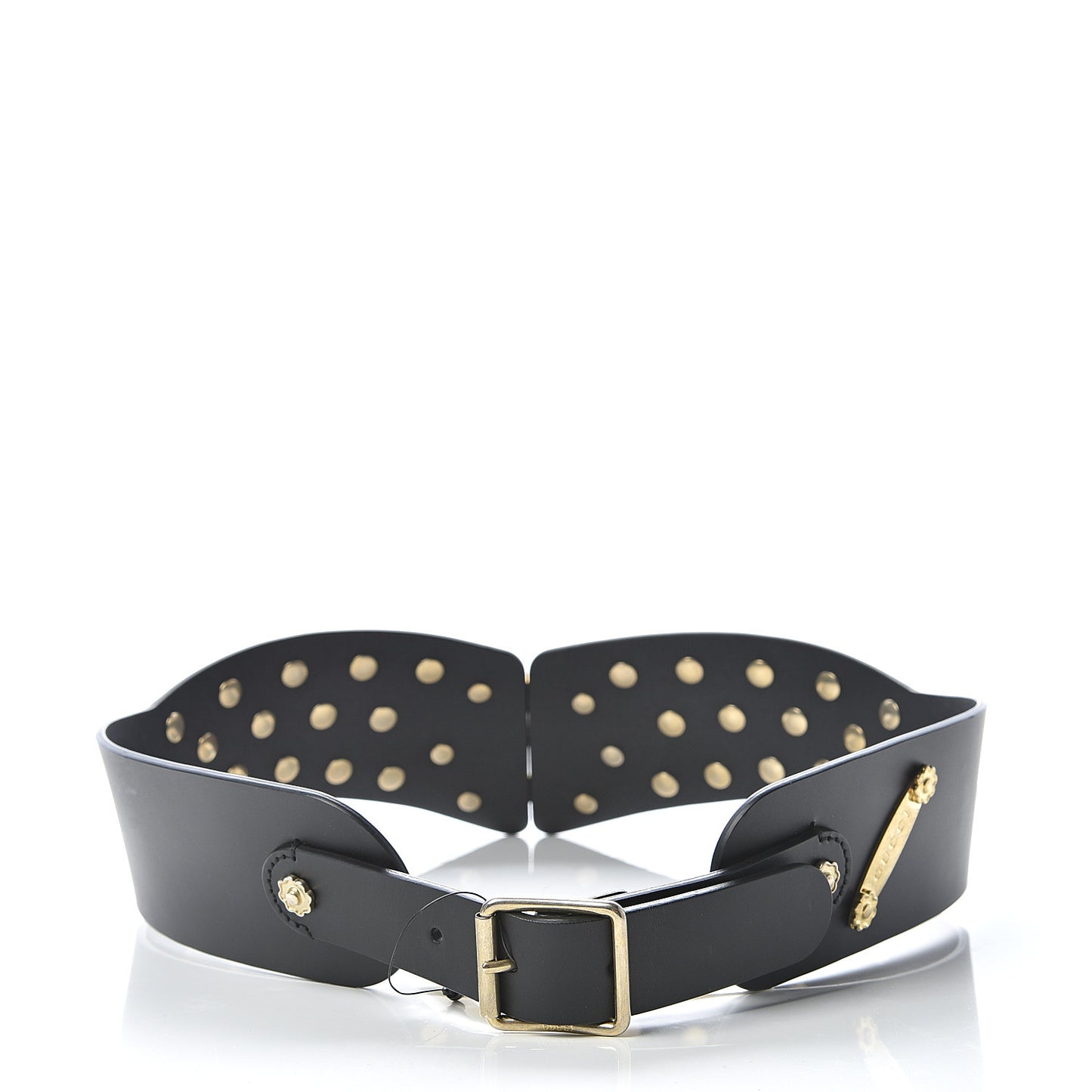 Calfskin Studded Torchon GG Marmont Selleria Belt 80 32 Black Multicolor