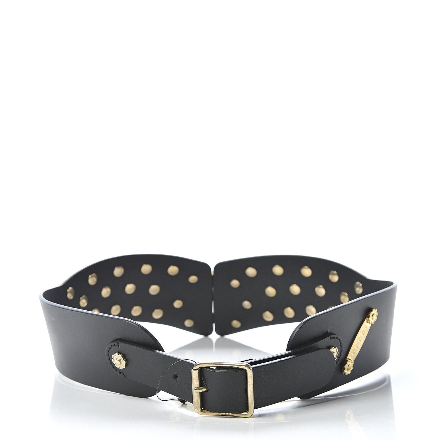 Gucci Calfskin Studded Torchon GG Marmont Selleria Belt 80 32 Black Multicolor 2 of 5