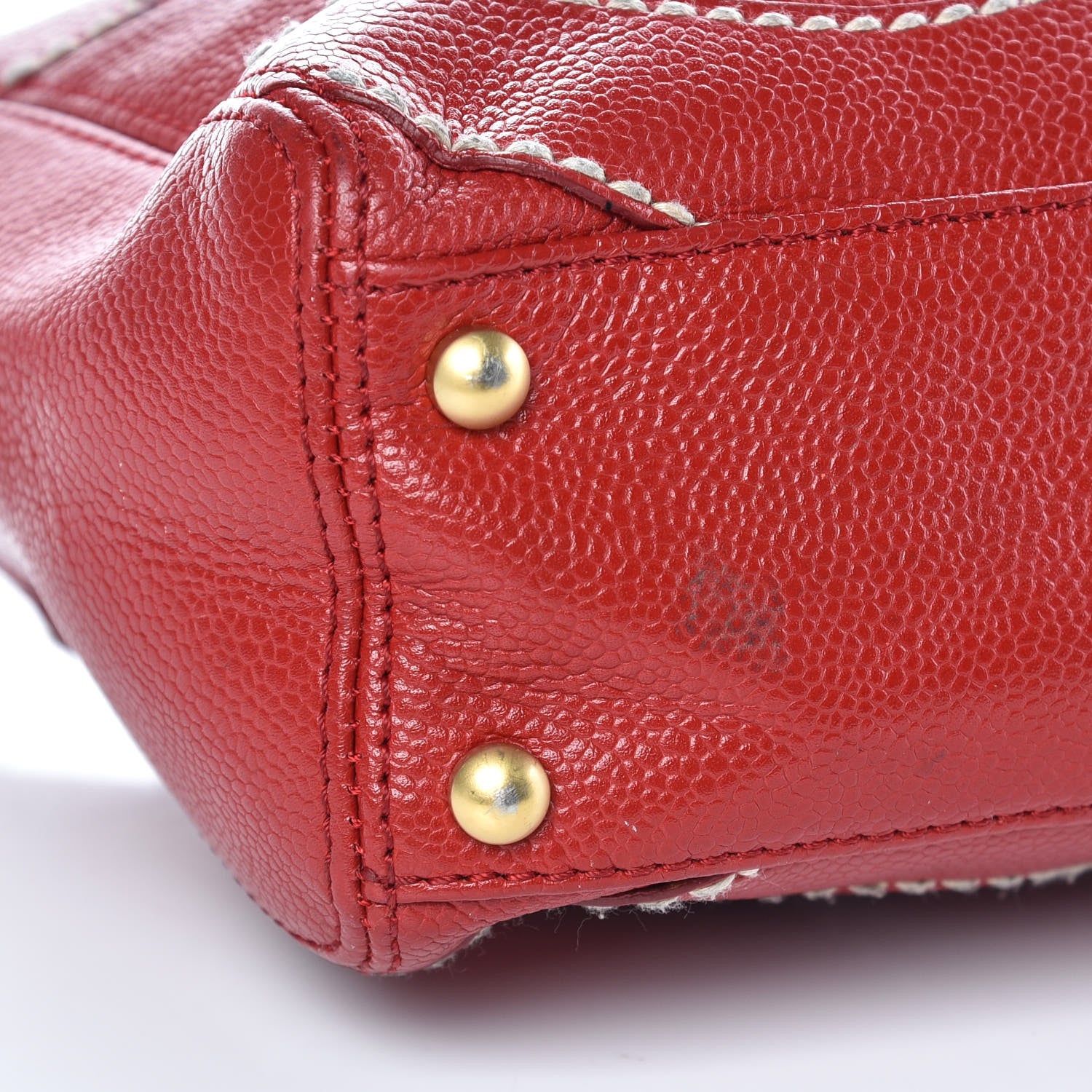 Chanel Caviar CC Stitched Shoulder Bag Red 10 of 12