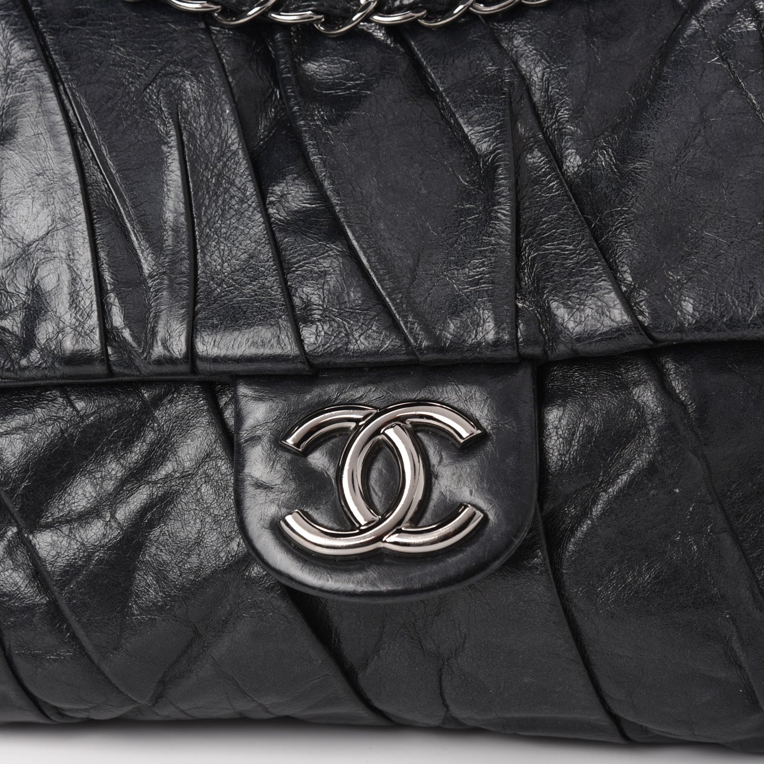 Chanel Glazed Calfskin Twisted Maxi Flap Black 9 of 11