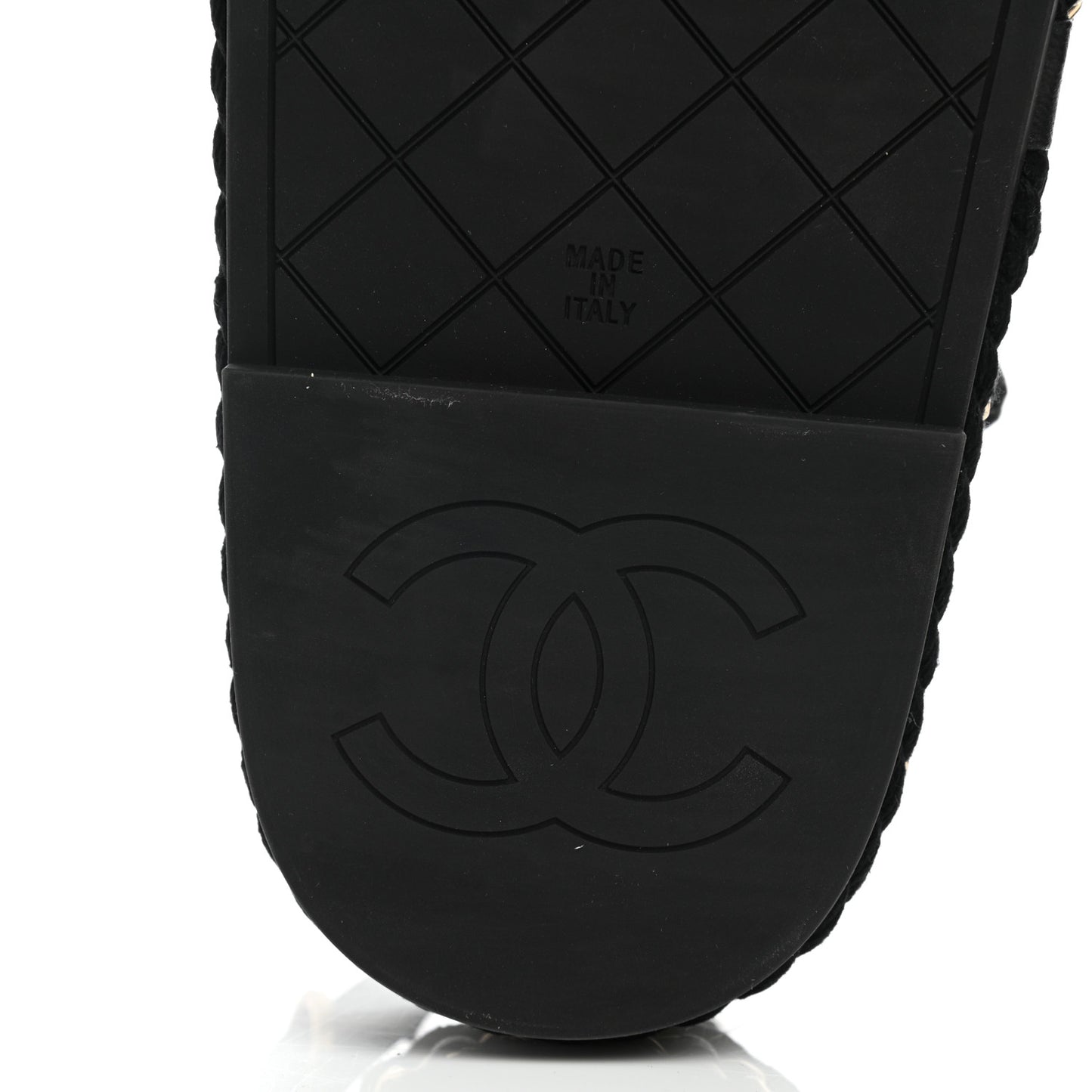 Lambskin Cord Chain CC Sandals 38 Black