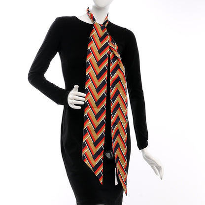 Gucci Silk Twill Lisa Neck Bow Scarf Camel Blue 2 of 5