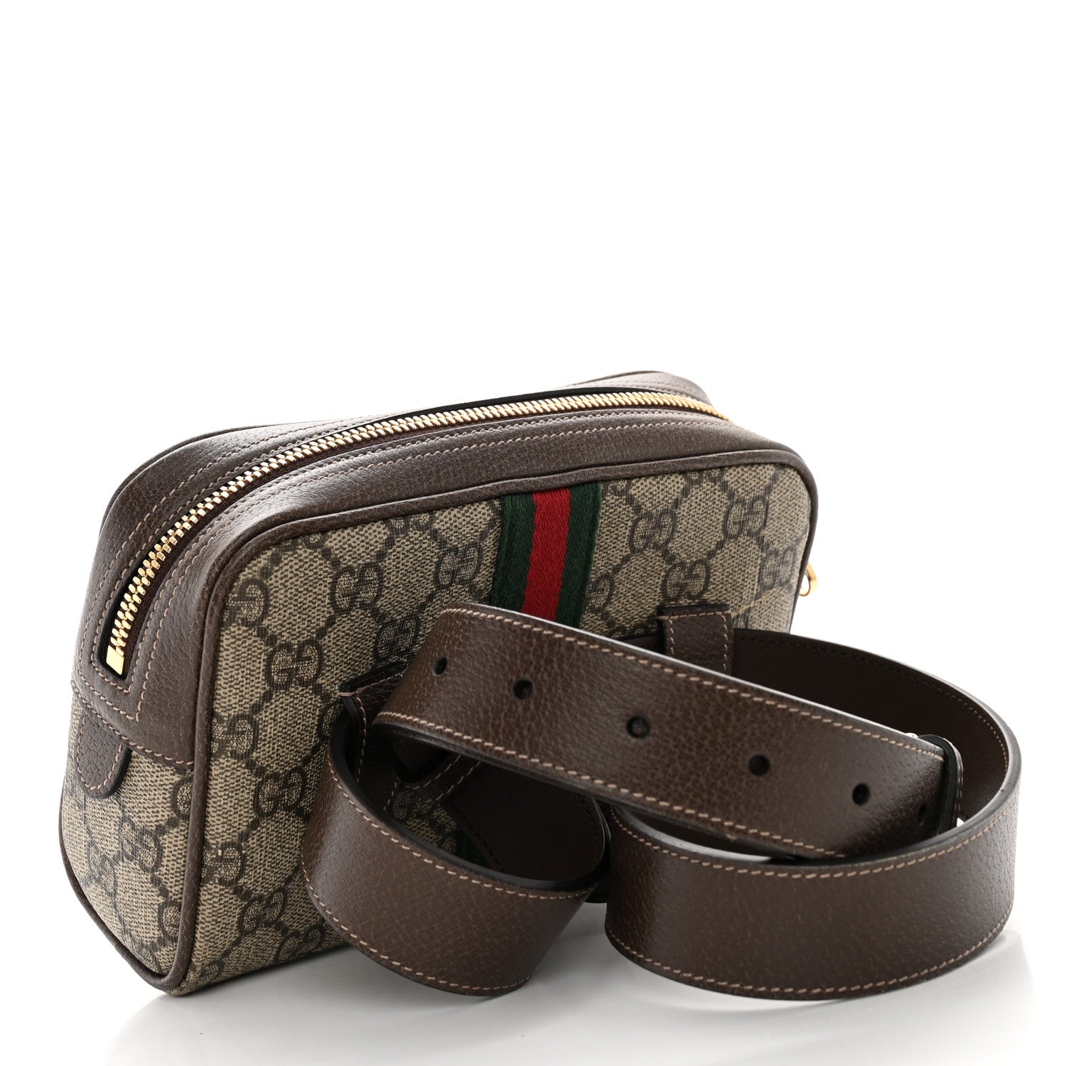 Gucci GG Supreme Monogram Web Small Ophidia Belt Bag 95 38 Dark Brown 3 of 12