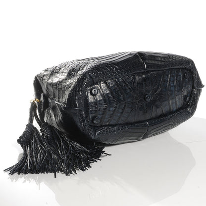 Nancy Gonzalez Crocodile Tassel Handbag Navy 4 of 7