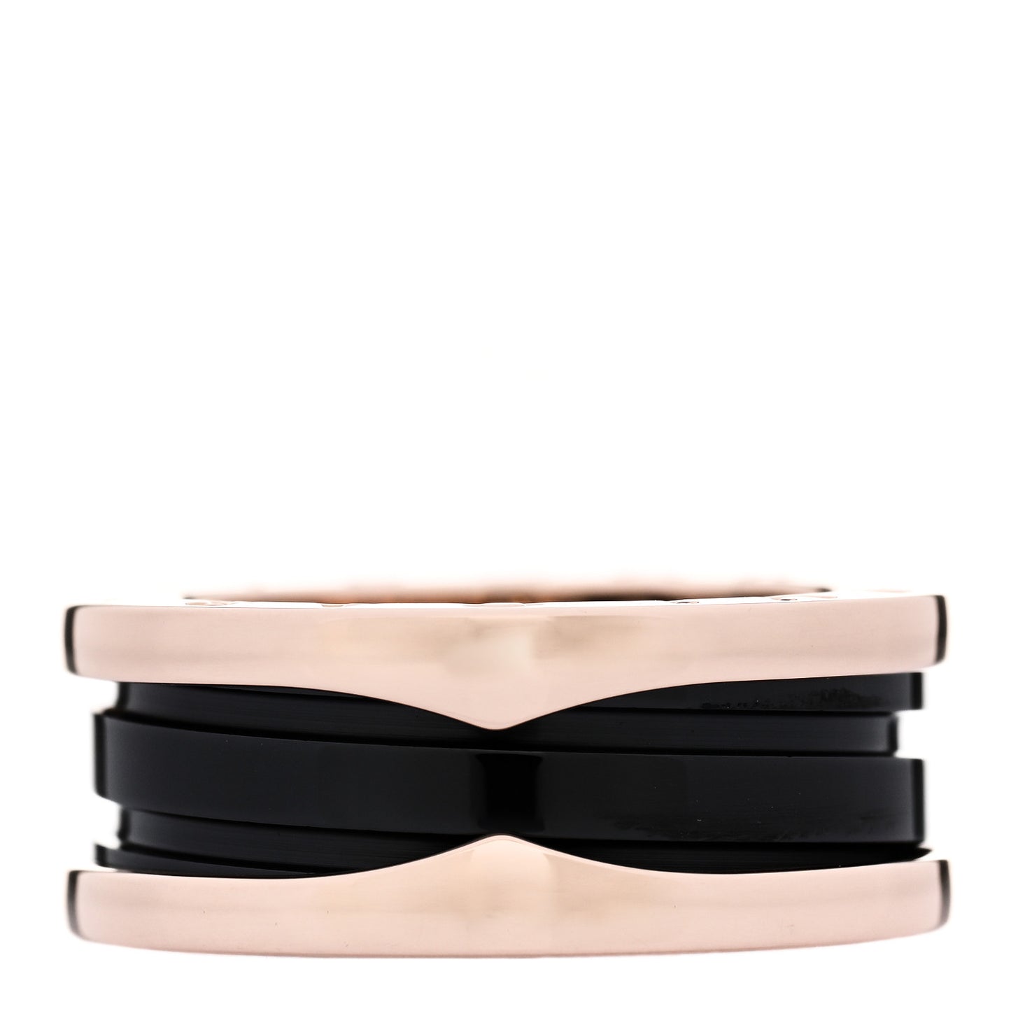 18K Rose Gold Black Ceramic B.Zero1 Two-Band Ring 51 5.75