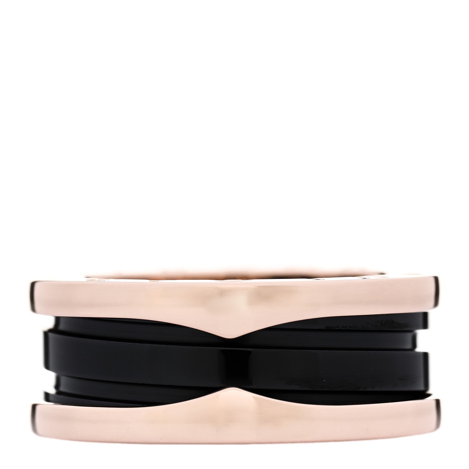 Bulgari 18K Rose Gold Black Ceramic B.Zero1 Two-Band Ring 51 5.75 1 of 4
