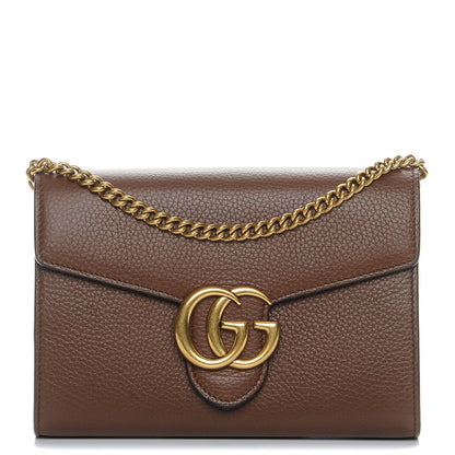Gucci Cellarius Calfskin GG Marmont Chain Wallet Nut Brown 1 of 8