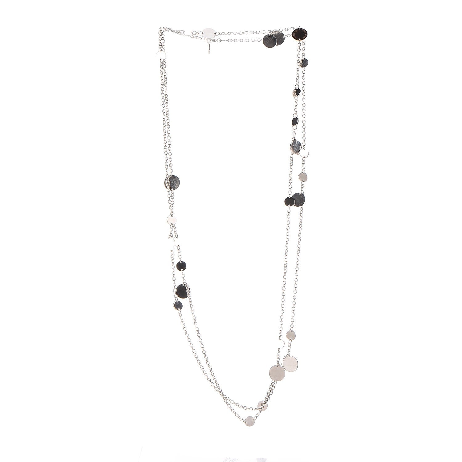 Hermes Sterling Silver 18K Rose Gold Confettis Long Necklace 4 of 7