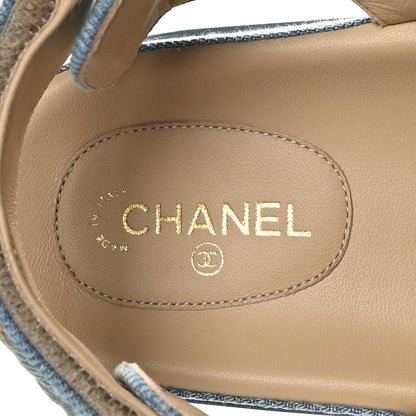 Chanel Denim Quilted Dad Sandals 40 Blue 8 of 10