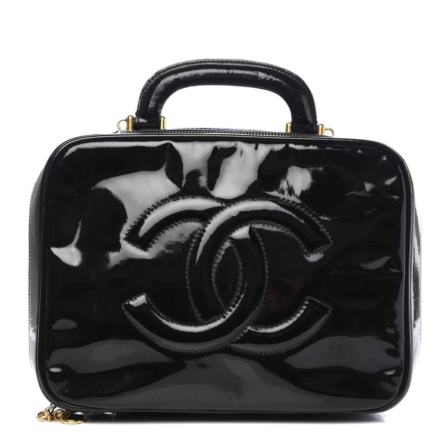 Chanel Patent CC Vanity Cosmetic Case Black 1 of 9