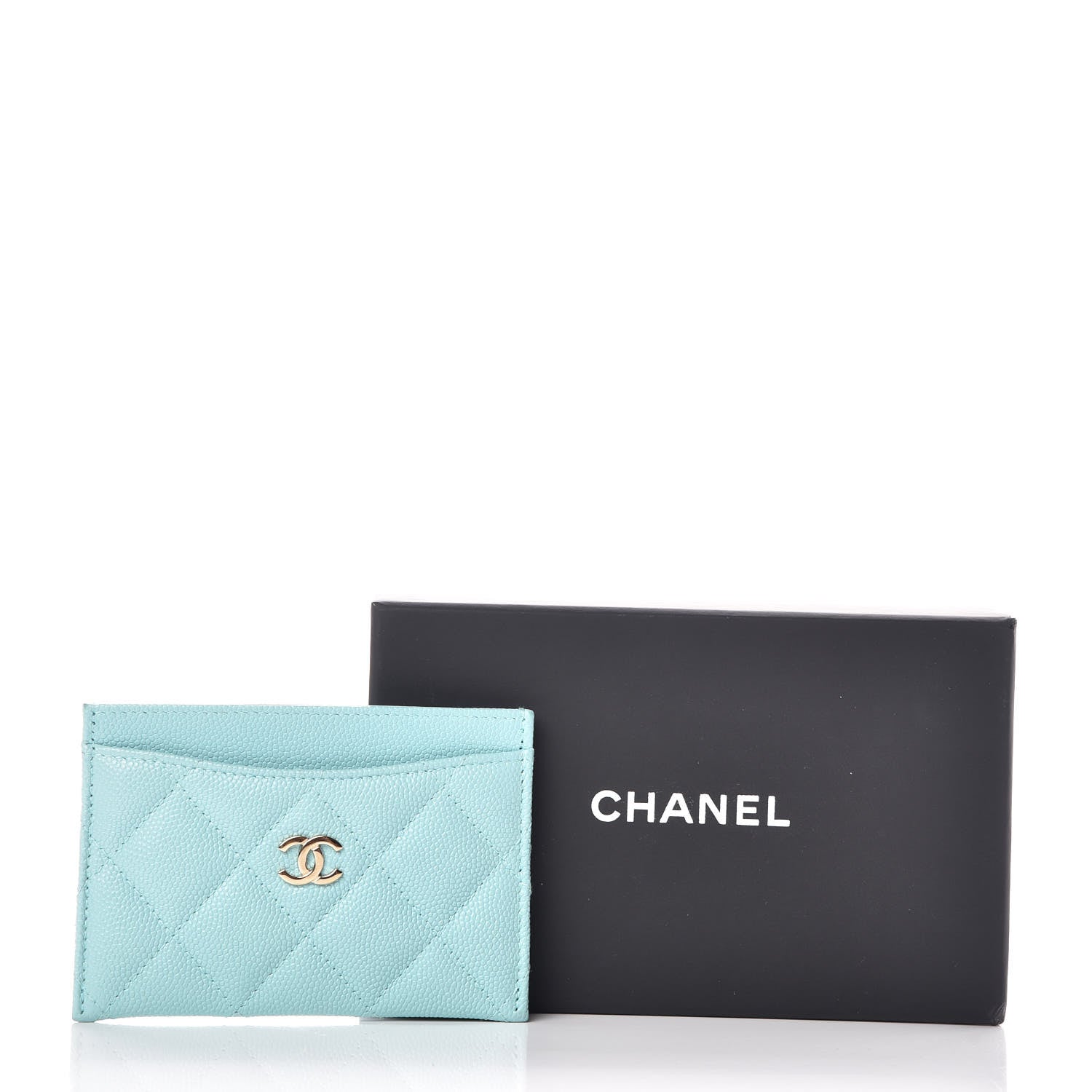 Chanel Caviar Quilted Card Holder Light Blue 11 of 11