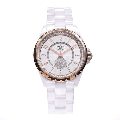 Chanel Stainless Steel 18K Beige Gold Ceramic Diamond 36.5mm J12 Automatic Watch White 1 of 7
