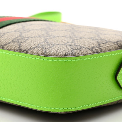 Gucci GG Supreme Monogram Textured Dollar Calfskin Web Ophidia Wristlet Shoulder Bag Beige Ebony Green 10 of 10