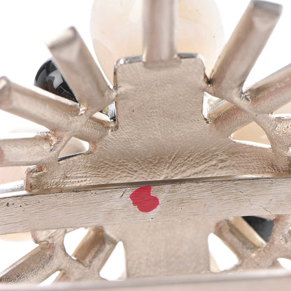 Chanel Crystal Baguette White Agate CC Knuckle Ring White Black 4 of 5