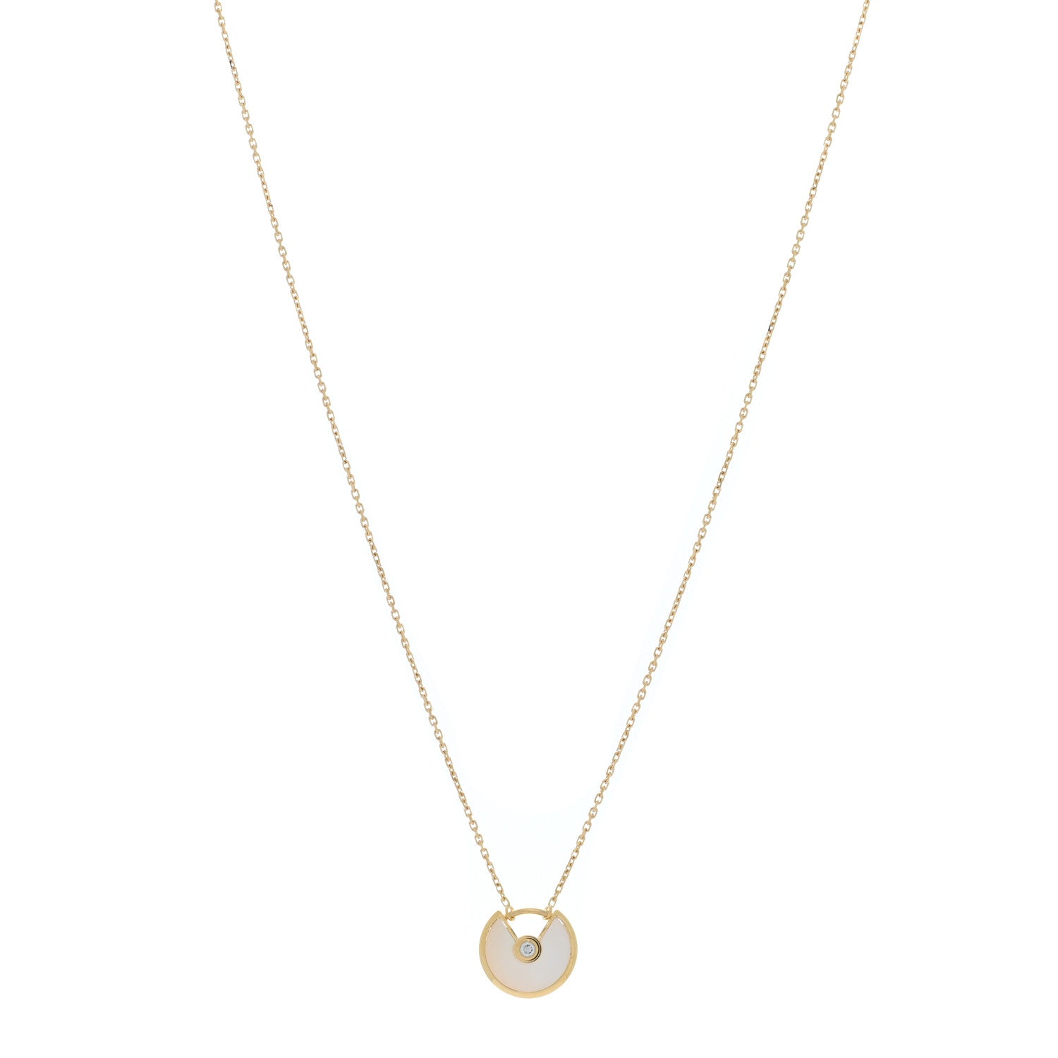 Cartier 18K Yellow Gold Diamond Mother of Pearl XS Amulette de Cartier Pendant Necklace 1 of 5