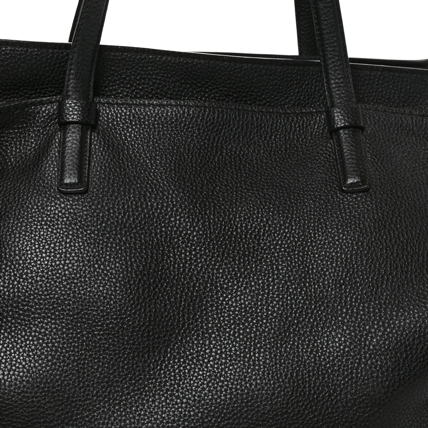 Hammered Calfskin Double Handle Medium Amy Tote Black