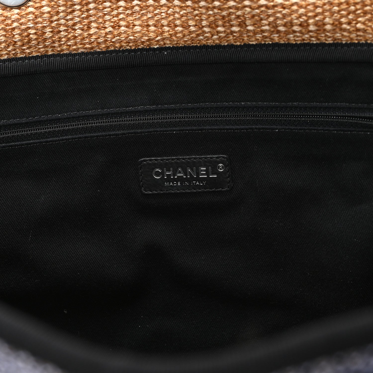 Chanel Mixed Fibers Large Shopping Bag Blue Beige 6 of 12