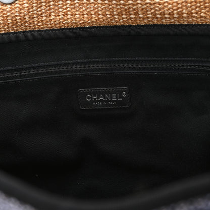 Chanel Mixed Fibers Large Shopping Bag Blue Beige 6 of 12