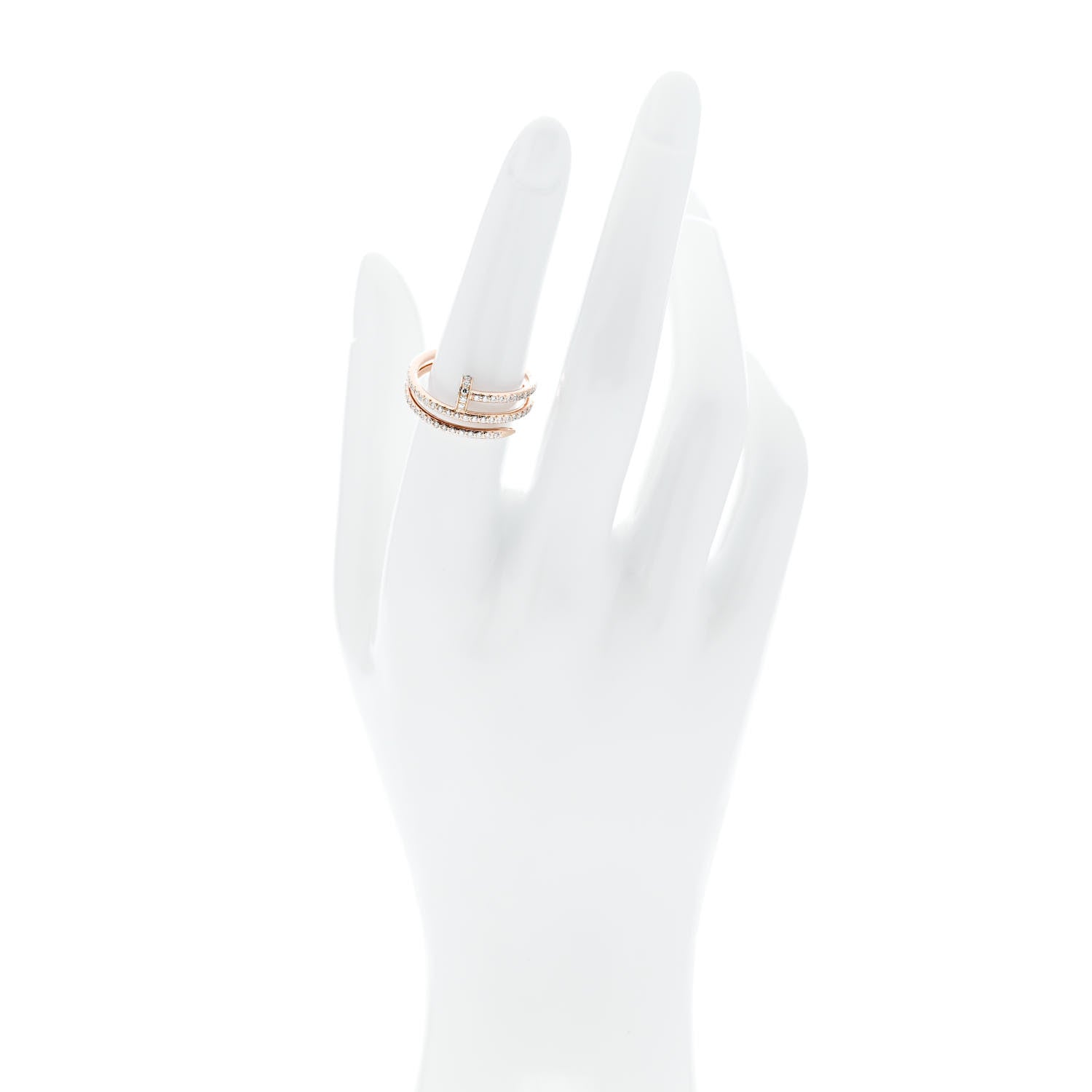 Cartier 18K Pink Gold Diamond Double Juste Un Clou Paved Ring 55 7.25 2 of 5