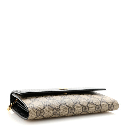 Gucci Dollar Calfskin GG Supreme Monogram Petite GG Marmont Wallet Chain Bag Black Beige Ebony 4 of 10