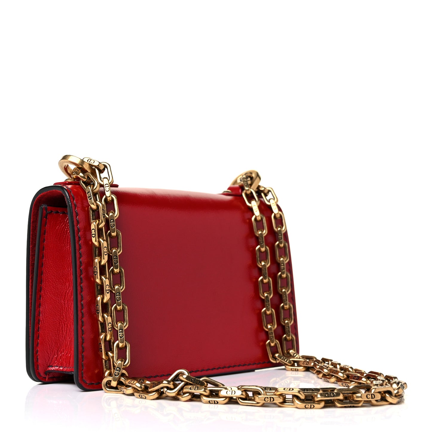 Calfskin Mini J'Adior Chain Flap Bag Spicy Red