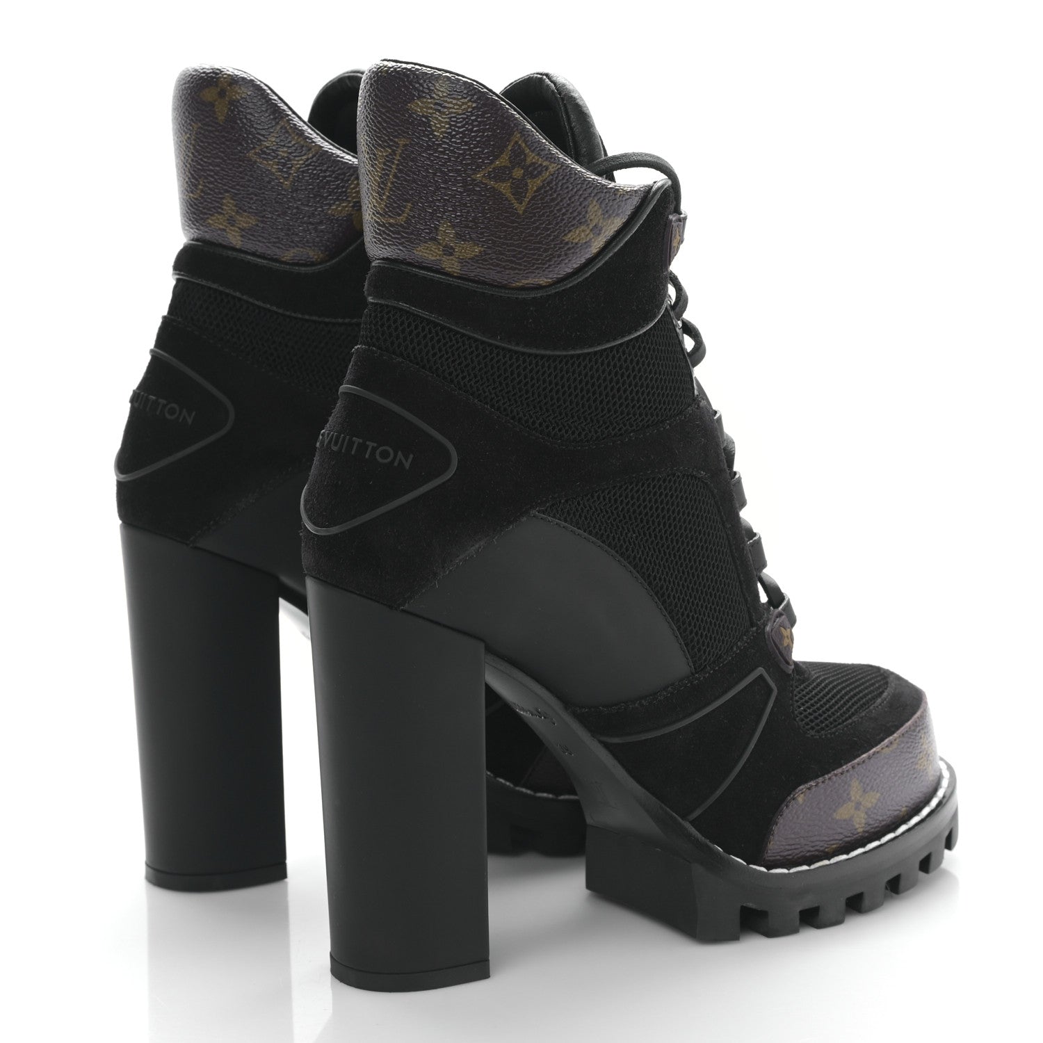 Louis Vuitton Suede Calfskin Monogram Star Trail Ankle Boots 39 Black 4 of 8