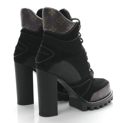 Louis Vuitton Suede Calfskin Monogram Star Trail Ankle Boots 39 Black 4 of 8
